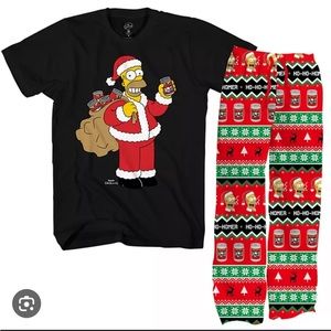 NWT Simpsons Mens Pajama Lounge Pants and Shirt Sleep Set - Top 2XL, Pants - XL